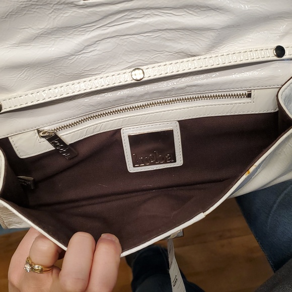 Kooba White Leather Clutch Shoulder Bag With Silver Hardware
